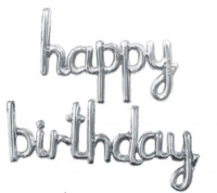 №30101 fed_Срібний Happy Birthday суцільний 45см