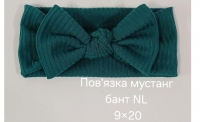 №4612 Повязка мустанг бант NL зелена 20х9см
